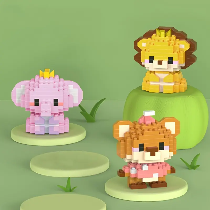 1 Pcs BPA-Free Cute Animal Mini Building Block Kit - DIY Model Kit, Plastic Brick Building Sets, Fluffy Detail Mini Models, Desk Decor Collectible, Beginner Fidget Toy, Valentine's Day Gift (Bricks and Minifigs)