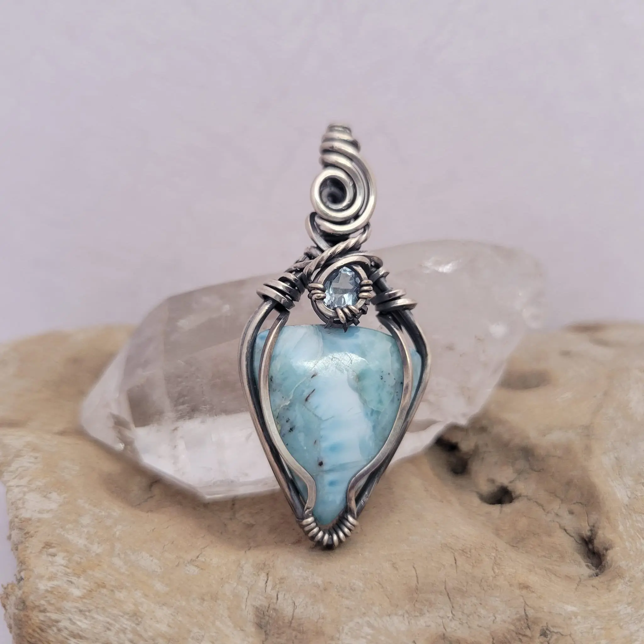 Handcrafted Larimar Pendant Necklace