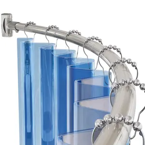 AmazerBath 20-84 Inches Arched Curved Shower Curtain Rod, Heavy Duty Shower Rod Rust Proof Bathroom Curtain Rod, Adjustable Telescoping Design Easy Segmented Installation, Need to Drill