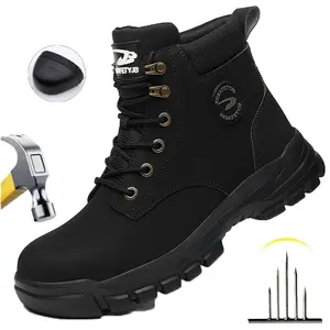 Work Boots Indestructible Safety Shoes Men Steel Toe Shoes Puncture-Proof Sneakers Male Footwear Shoes Non Slip Work Shoes Waterproof boots Construction Work & Daily Wear Work as hiking