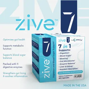 Zive 7-in-1 Comprehensive Digestive Support with Prebiotics & Enzymes l Natural Gut Health l Herbal Blend, Fiber Cleanse, Magnesium, Dietary Edible, women's vitamins