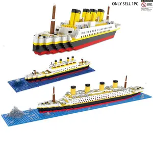 Titanic Cruise Ship Building Block Set, Interlocking Building Block, 1878pcs/938pcs/607pcs/350pcs, Educational Toy Gift, 3D Model, Holiday Present, Unisex