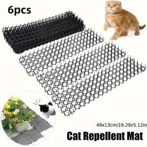 6-Pack Garden Cat Deterrent Spikes, Plastic Sharp Spike Mats, Protects Garden Plants, Prevents Cats and Dogs From Digging