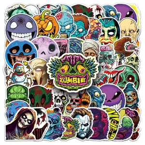 50pcs Halloween Horror Face Stickers, Perfect for Scrapbooks Journals Laptops Water Bottles Cars, Positive Message Gift Design, Car Decoration, Automobile Decals