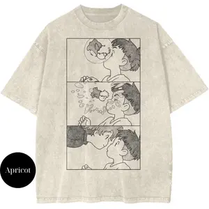valentine shirts Ponyo Shirt, Studio Ghibli Shirt, Anime Shirt, Vintage T-Shirt, Crewneck Medium Cotton Short Slevee Casual Printed Summer Streetwear Tshirt