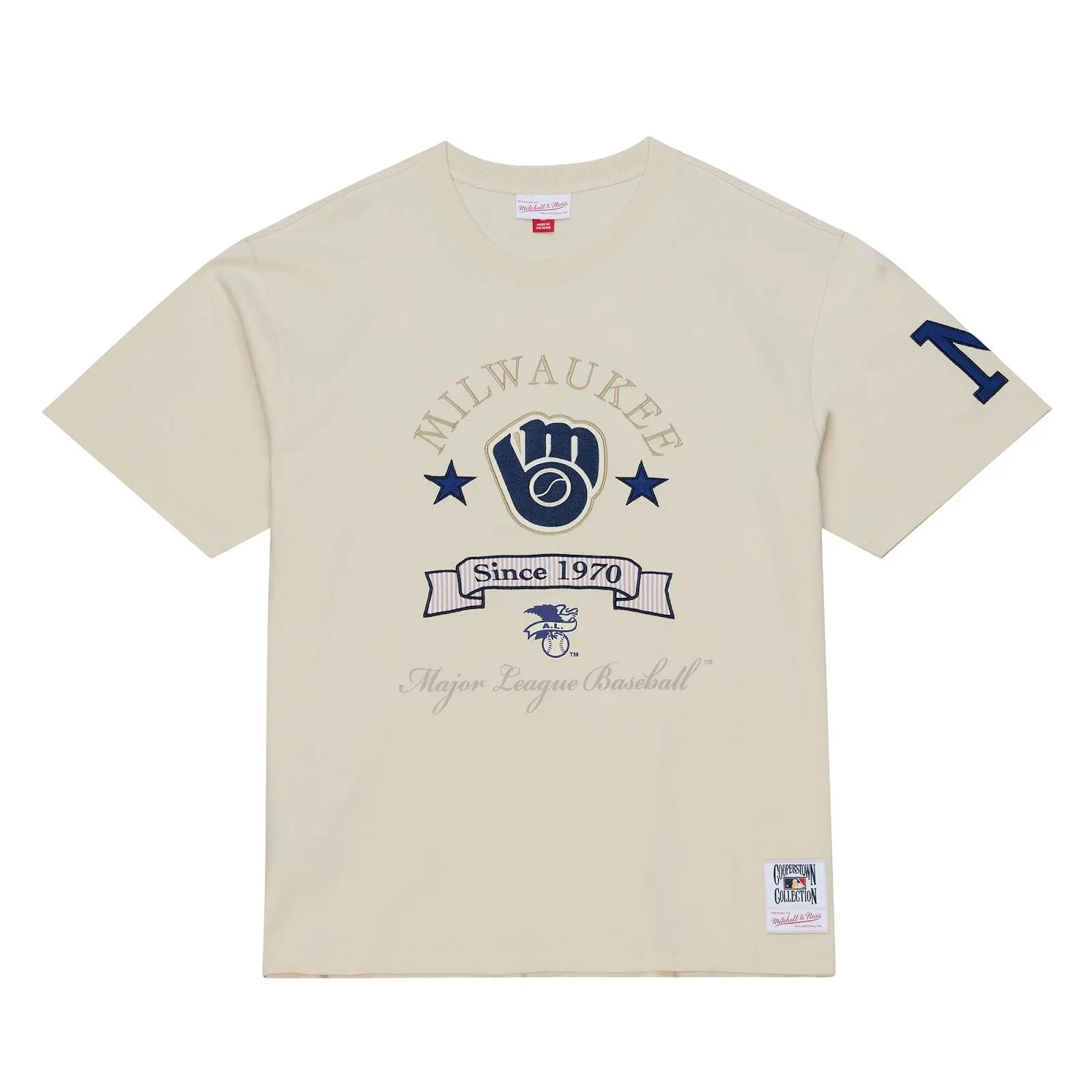 Milwaukee Brewers Cream Yacht Rock Premium T-Shirt MLB Throwback Tee Graphic Vintage Fan Gear Mitchell & Ness