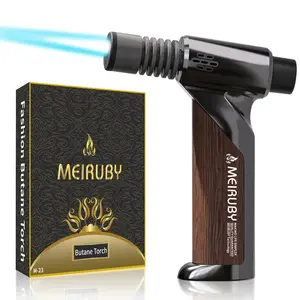 MEIRUBY Butane Torch Lighter with Adjustable Jet Flame and Safety Lock, Refillable Portable Culinary Blow Torch for Kitchen Cooking, Baking, BBQ, Welding & Camping