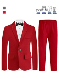 Boys Formal 4-Piece Suit Set (Blazer + Vest + Trousers + Bow Tie) - Perfect Gift for Boys, Toddlers, Teens, Kids, Young Adults for Weddings, Graduations, Church, Birthdays & More! No Shirt Included--19136