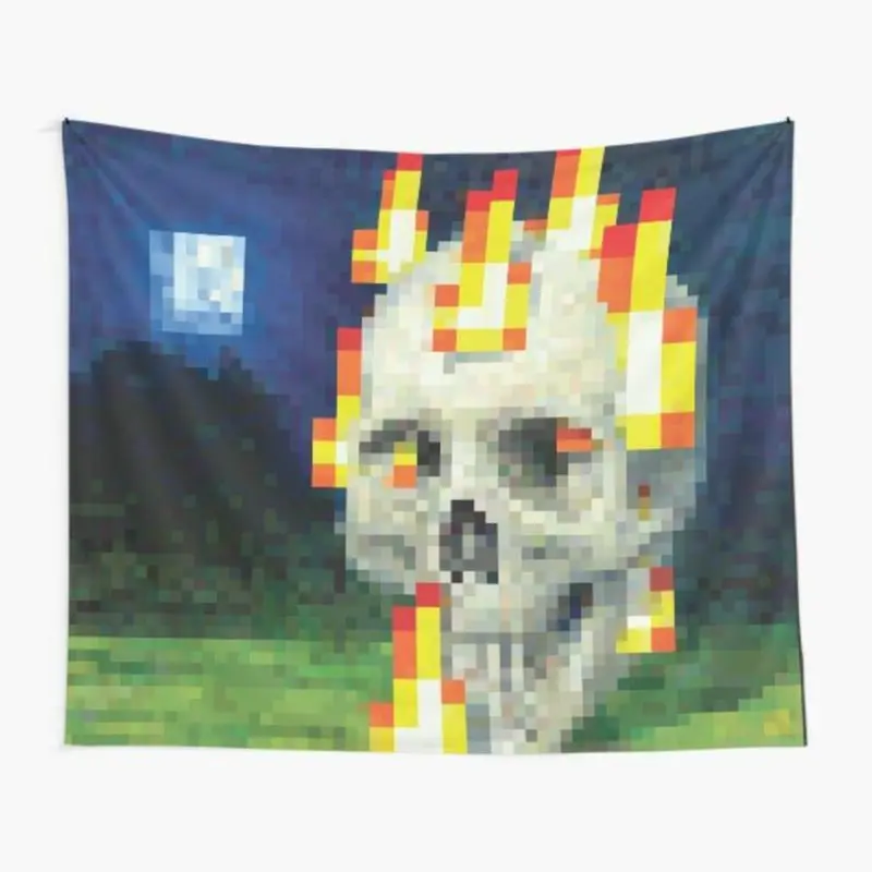 Skull in Flames Cotton Tapestry Wall Hanging - 60"x40" Lightweight Wall Decor for Bedroom, College Dorm, Ideal Boy Birthday Gift