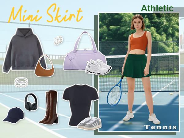 Women’s High Waisted Stretchy Solid Color Skort - Skirts with Shorts Underneath, Lightweight Athletic Skirt, Cute Sport Style, Active Athleisure Skort with Built-in Mesh Pockets for Tennis, Summervibes Workouts, Lightweight Athletic Skirts