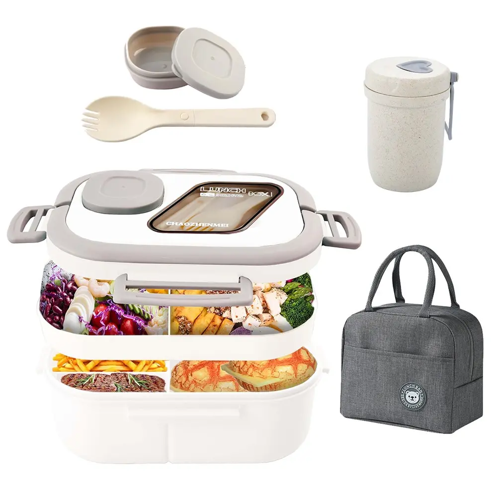3 Pcs Portable Lunch Container Set, To Go Food Containers, for Adults & Kids, Includes Bento Box, Soup Cup, Lunch Bag, Portable Food Storage, Keeps Food Fresh & Flavor Sepa, Lightweight and easy to carry