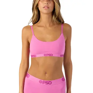 PSD Womens Blush Pink Scoop Bralette - Premium Modal Fabric Bralette with Adjustable Straps, Soft Comfortable and Cute Essential Solid Basics