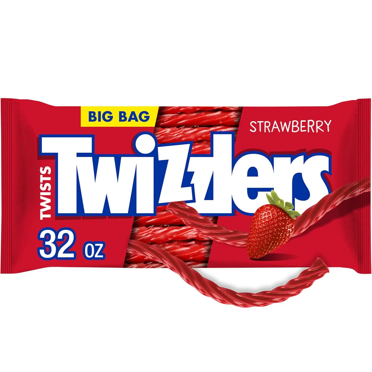 Strawberry Licorice Style Candy Big Bag, 32 oz | Strawberry Flavored Chewy Licorice Style Twists, Low Fat and Kosher, Resealable Big Bag for Movie Nights and Sharing, 32 oz