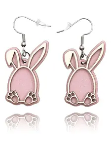 Cute Rabbit Design Wooden Earrings, Fashionable Jewelry for Women & Girls, Trendy All-match & Exquisite Jewelry for Birthday Gift, Versatile Earrings