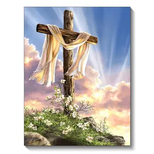 1Pc Jesus Christ Religion Cross Diamond Painting Kit Mosaic Embroidery Adult Handicraft Hobbies Home Decoration 30x40cm /11.81x15.75inch
