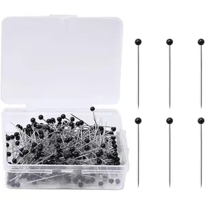 250 Pieces Straight Glass Ball Head Sewing Quilting Pins for Dressmaker Jewelry Decoration Black
