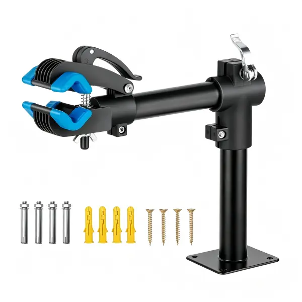 Bicycle Repair Stand - Adjustable Nonslip Clamp, Bench & Wall Mount Bicycle Repair Rack with 4-Hole Base, Holds Up to 48LBS for Road, Mountain & City Bikes (Size in Inches)