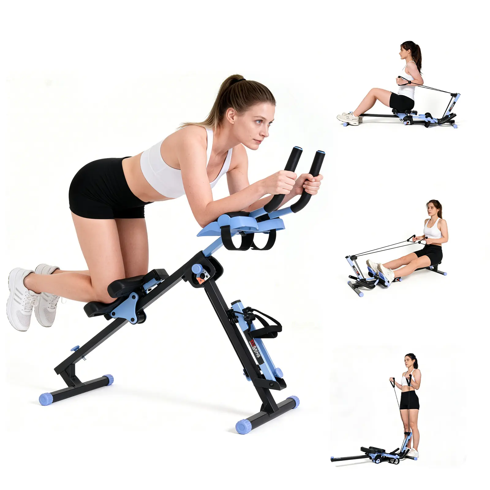 [SALE] TOUSAINS 3-in-1 Ab Core Trainer & Rowing Machine, Foldable Full Body Workout Equipment with Resistance Bands, Home Gym Ab Trainer for Core, Arms & Legs