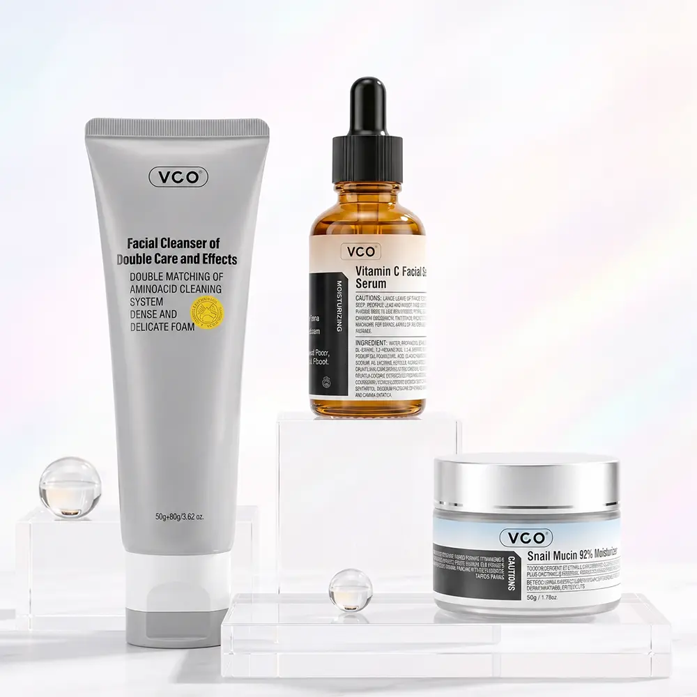 VGO-Vitamin C Serum, Moisturizer, and Facial Cleanser Set Cleansing Moisturizing Suitable for sensitive skin-A