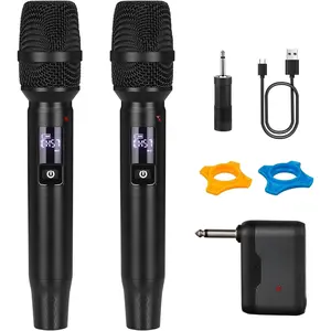 Microphone, Upgraded 2.4GHz Rechargeable Professional 2 Pack Handheld Microphones with  Reception Up to 300 FT for Singing Karaoke DJ Party Speech Classroom Wedding Church