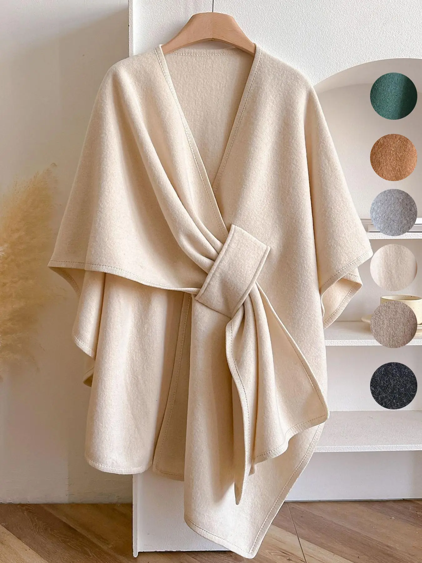 Women's Plain Color Shawl Wrap, Casual Elegant Chic Modern Daily Wear, Fashionable Cozy Thickened Scarf for Ladies and Girls, Trendy Fall & Winter Accessory
