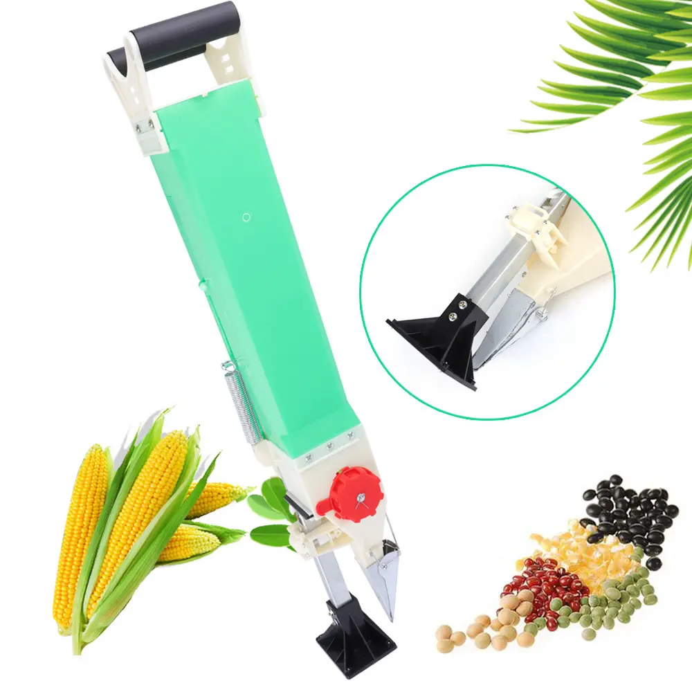 Stainless Steel Manual Seeder, Labor-Saving Specialty Garden Tool for Farms, 1-3 Seed Capacity, 0.12-0.59in Adjustable Depth, Works with Peanuts Corn Soybeans & Automatic Drip Irrigation System