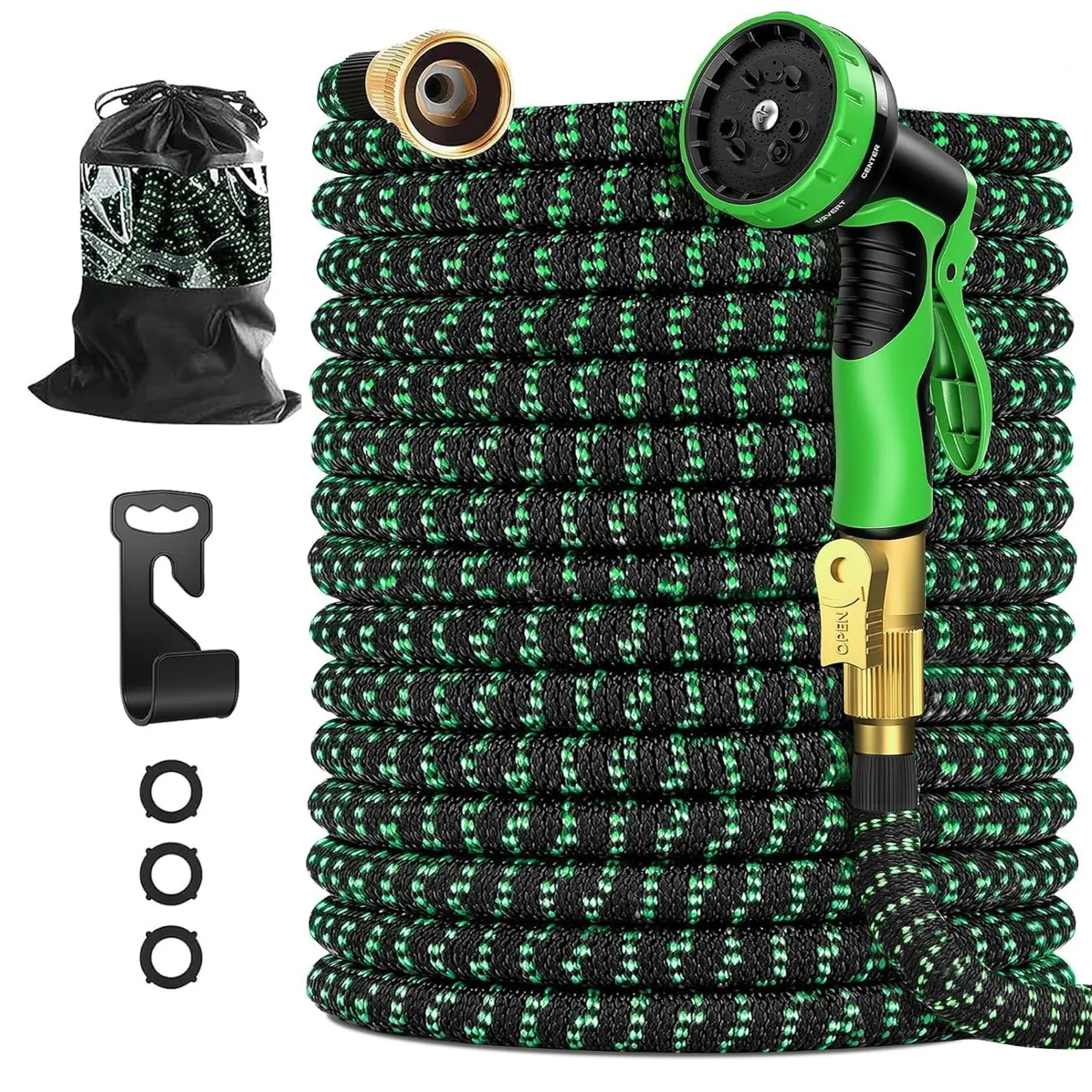 4X Stronger Deluxe Heavy Duty Expandable Hose (25/50/75/100FT) - Kink-Resistant, Flexible, Versatile with Connector, Carry Bag, Hose Attachment Watering Equipment, Fine Mist Tools for Gardening, Outdoor Use (Father's Day Gift)