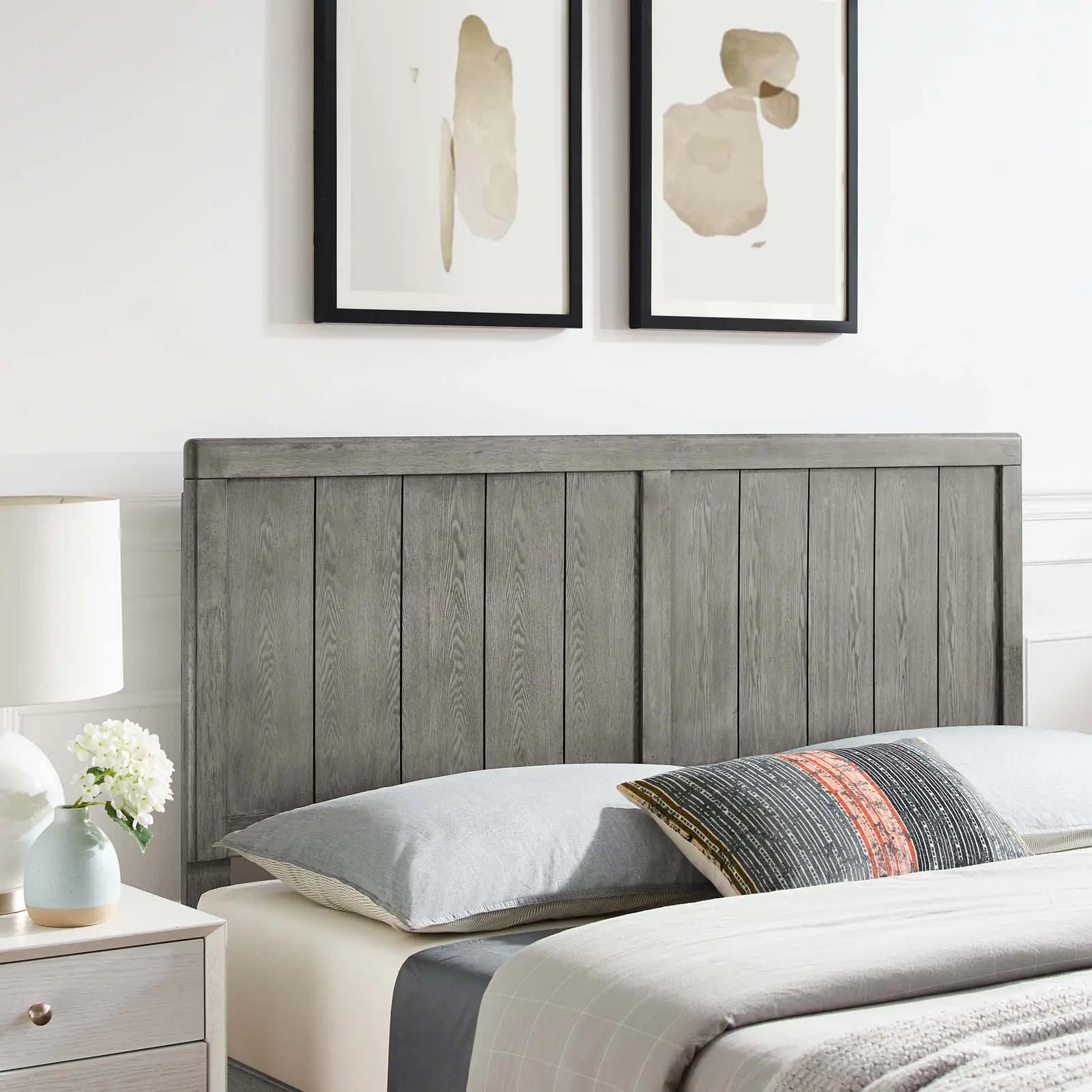 Modway Robbie Twin Wooden Headboard - Gray, Mid-Century Retro Design, Organic Aesthetics, for Interchangeable Bed Frames, Kid's Room Indoor Bedroom Furniture