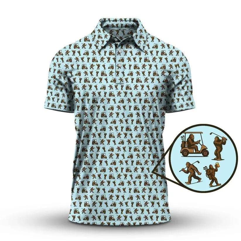 Bigfoot Golf Polo Shirt Men’s Funny Sasquatch Lightweight Breathable Athletic Golf Outfit Wear