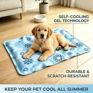 Dog Waterproof Cooling Mat, Dry Gel Fillable Soft Pad for Dogs & Cats