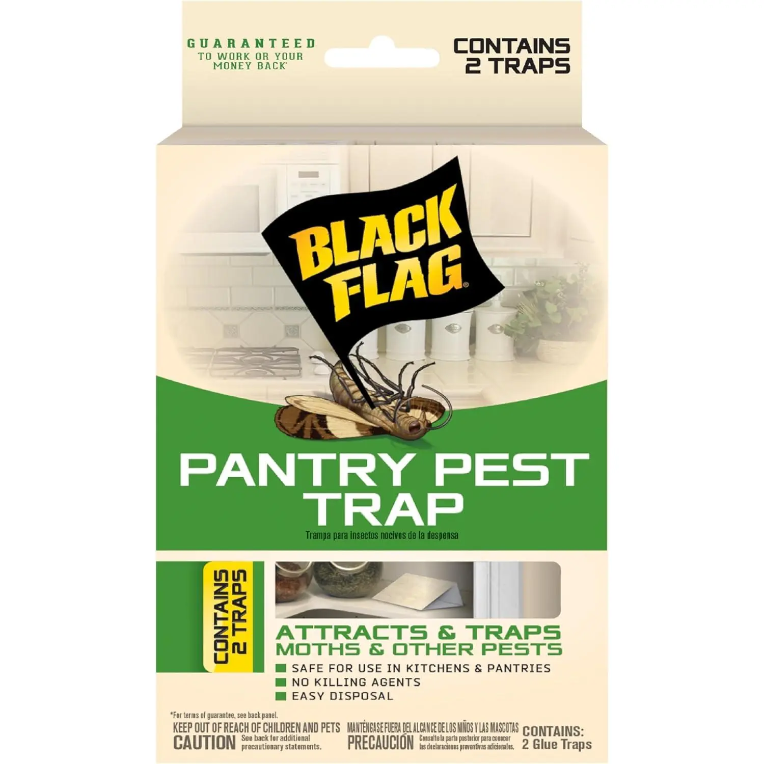 Black Flag 2-Count Pantry Pest Trap, Safe Indoor Insect Trap for Pantry Moths, Kitchen Storage Areas
