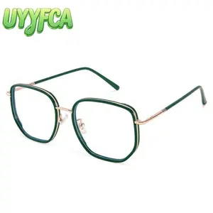 UYYFCA Y2K Trendy Square Metal Frame Glasses Women Retro Vintage Chic Tortoiseshell Green Luxury Designer Inspired Oversized Square Frame Eyewear Fashion Sunglasses UV400 Protection High Quality