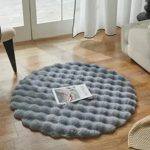 Round Bubble Velvet Carpet Solid Color Soft Fluffy Plush Non Slip Rug Warm Bedroom Cushion Coffee Table Floor Mat Home Decor Shag Area Rugs Fuzzy Rug