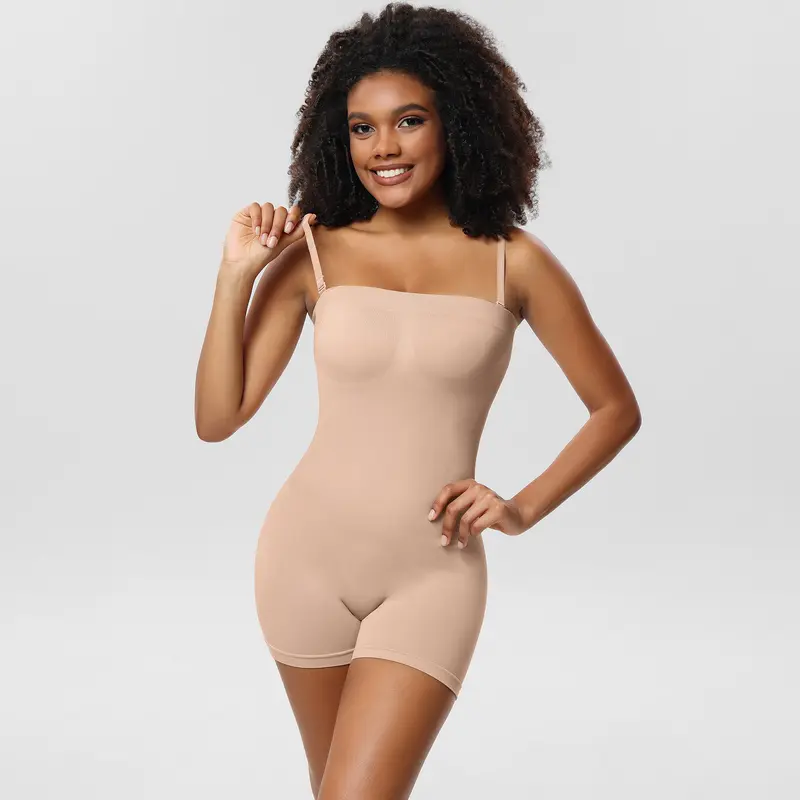 Women's Strapless Seamless Spandex-Nylon Shapewear Bodysuit - Underwear for Women with Abdominal Control, Belly Binder, Compression Sculpting, Bum-Lift, Contouring, Happy Curves, Captivating Curves, Comfortable for Casual & All Events