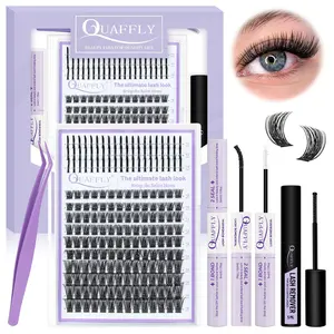 Individual False Eyelashes Kit, 1 Set Natural Look Eyelash Extensions, Self Grafting Curl Eyelashes, DIY Eyelash Extensions, Eye Makeup Enhancement False Eyelashes for Women & Girls, DIY Volume Eyelashes, Cosmetic