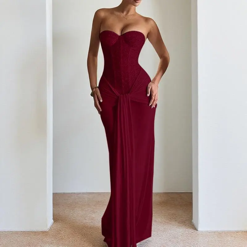 wine red halter dress VENUS Rosette Halter Mini Dress | Wine main image 0