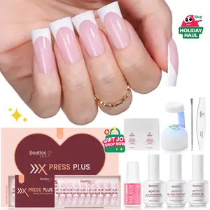 [Exclusive to TTS]Beetles X Press Plus-Lite Kit Duck French Tip Pink 210PCS Press on Nails DIY Manicure Gift for Women Cutics