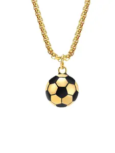 High-Quality Stainless Steel Football Pendant Necklace, Sporty Style, All Seasons, Perfect Gift for Soccer Fans, Couples Jewelry