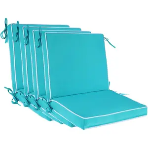 Outdoor Patio Chair Cushions Set of 4, Water Resistant Square Seat Cushions with Ties, 20"x17"  Weather Seating Cushions for Outdoor Furniture