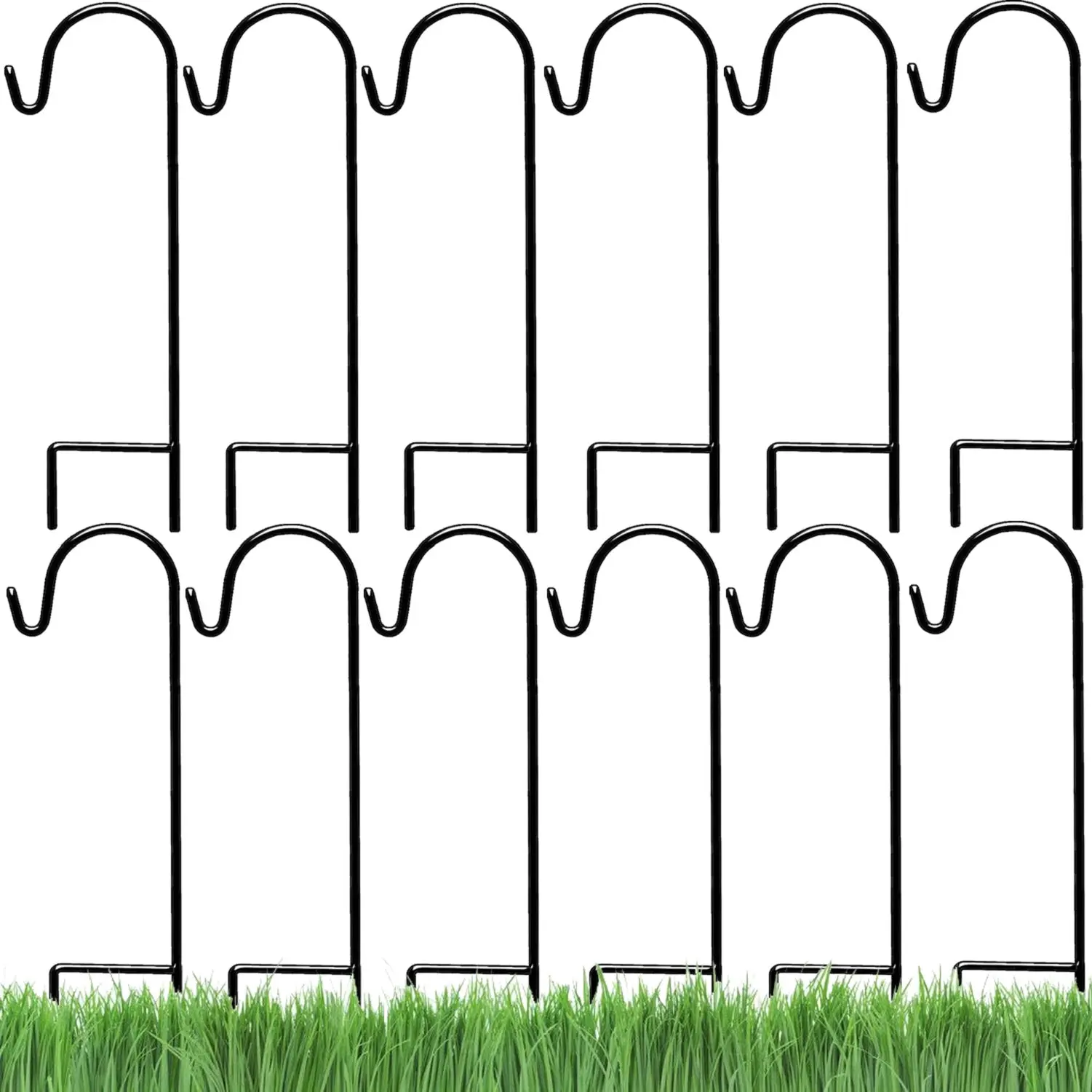 Ashman 25 in. Black Metal Outdoor Shepherd Hook (12-Pack)
