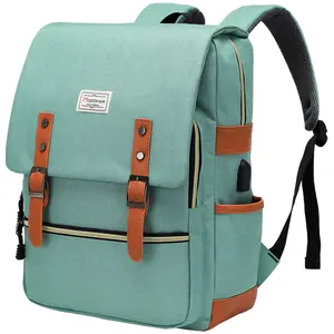 Modoker Vintage Laptop Backpack for Women Men,Eco-Friendly Travel Backpacks with USB Charging Port Fashion Backpack Fits 15.6Inch Notebook
