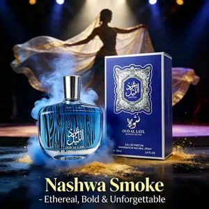 OUD AL LAYL Midnight Arabian Oud Eau De Parfum - 100ml Arabian Scent, Long-Lasting Woody Amber Smoke Fragrance, Luxury Blue Wood Grain Bottle Dubai Royal Exotic Oriental Perfume for Men, Valentine Holiday Gift