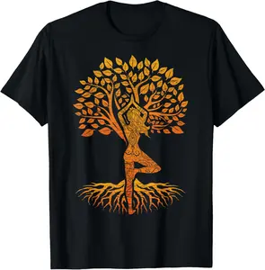 Tree of Life Yoga T-Shirt T Shirts for Women Vintage Graphic TeesCotton Casual Fabric Menswear Summer Tee