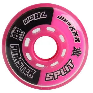 Rink Rat Roller Hockey Wheels Rinkster Split 76mm XXX Grip Black/Pink (Single)