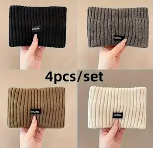 GRANK Women's 4pcs Soft Stretchy Headbands Winter Ear Warmers Comfort Fit Solid Color Hair Accessories for Everyday & Formal Wear Cold Weather Stylish Cozy Hairbands