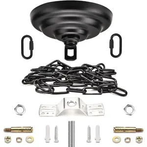Heavy Duty Canopy Kit and 3.2 feet Pendant Light Fixture Chain for Chandelier or Swag Light Fixtures Vintage Black