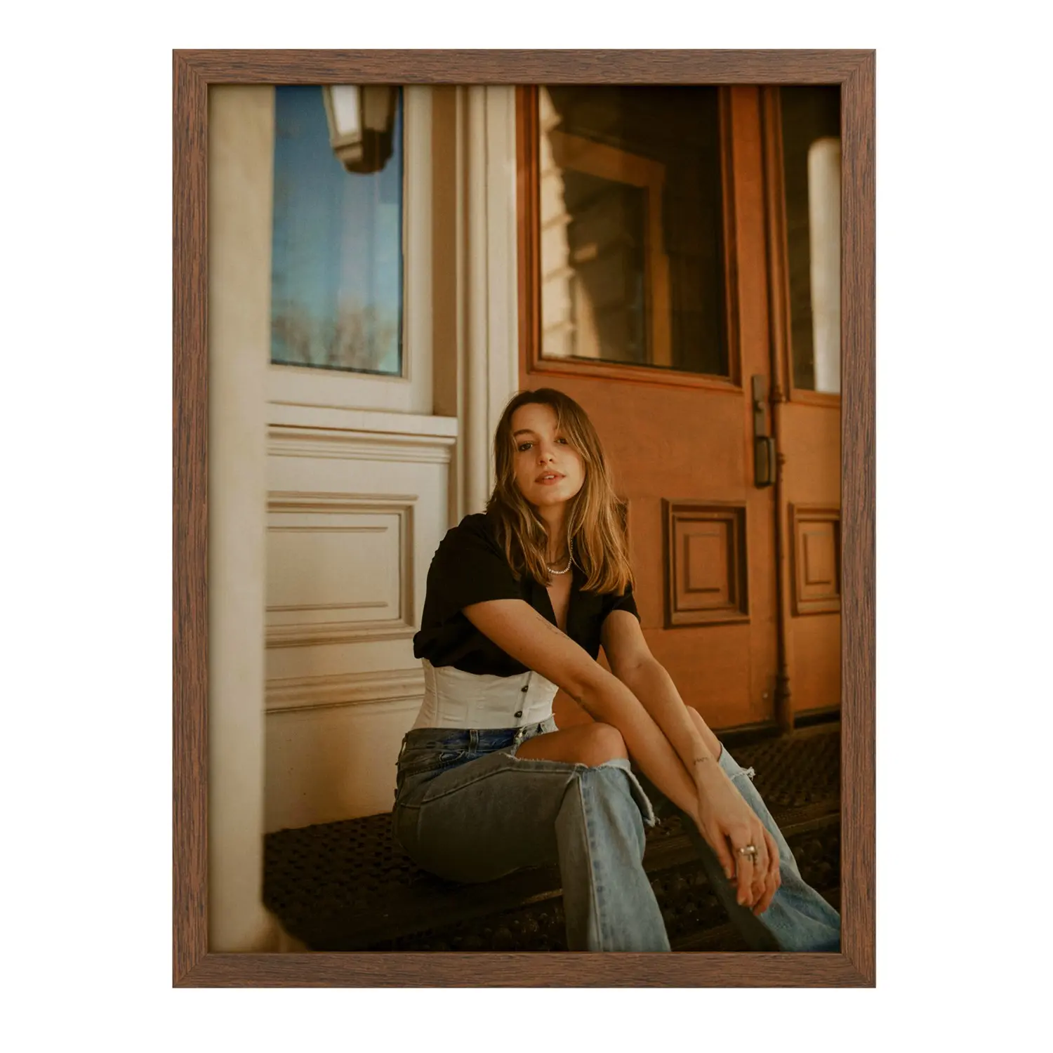 Handmade Wooden Photo Frame 30x40cm, Sturdy Wood Frame, Wall-Mounted Retro Style, Classic Rectangular Frame, & Walnut Color Options, Home Decor Gift, No Picture Insert