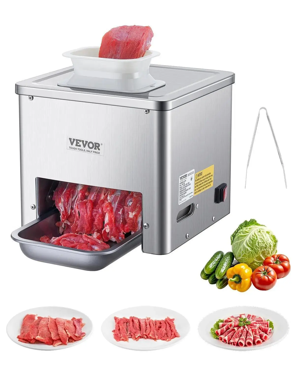 【Summerfinds】VEVOR Meat Cutter Machine,  550W Meat Slicer, 350 lb/h Commercial Meat Cutting Machine, Stainless Steel, 3.5 mm Thickness, Electric Food Cutting Slicer for Home Kitchen, Restaurant, Supermarket