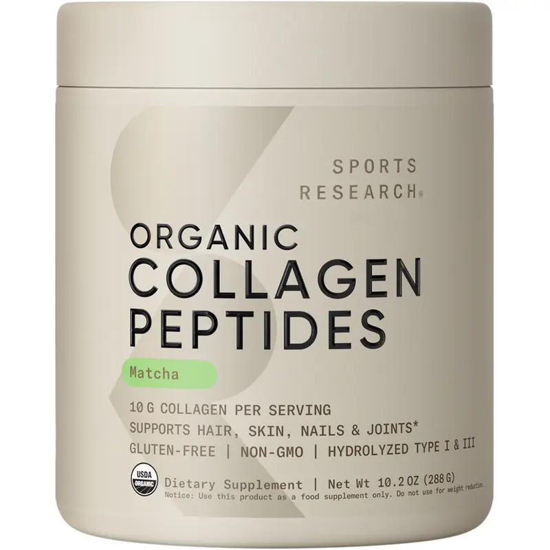Sports Research Collagen Peptides - Hydrolyzed Type 1 & 3 Collagen Powder Supplement Easy Mixing, Collagen for Women & Men - Matcha Flavor
