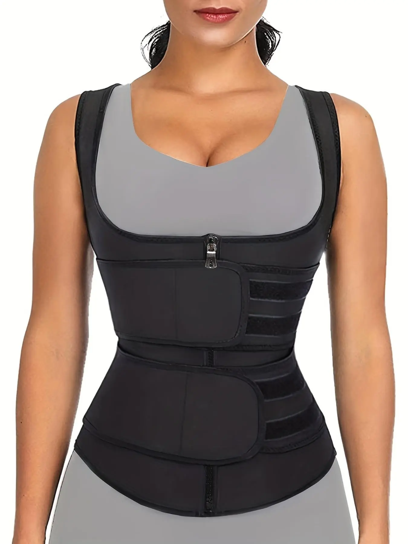 Women's Adjustable Waist Trainer Vest, 2-belted Waist Shapewear Top, Compression Body Shapewear, Compression Fabric Shapewear, Sports Fitness Yoga Running Vest, Please Purchase A Size Up, Tummy Tuck Garment, Underwear